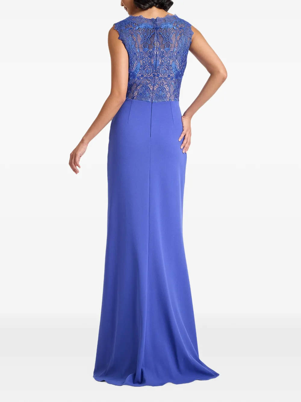 Tadashi Shoji Evelise gedrapeerde maxi-jurk met kant Blauw
