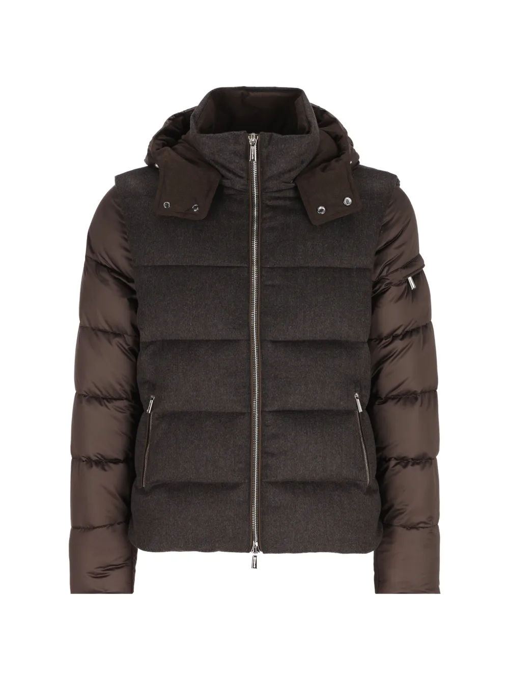 Moorer hooded quilted jacket - Marrone