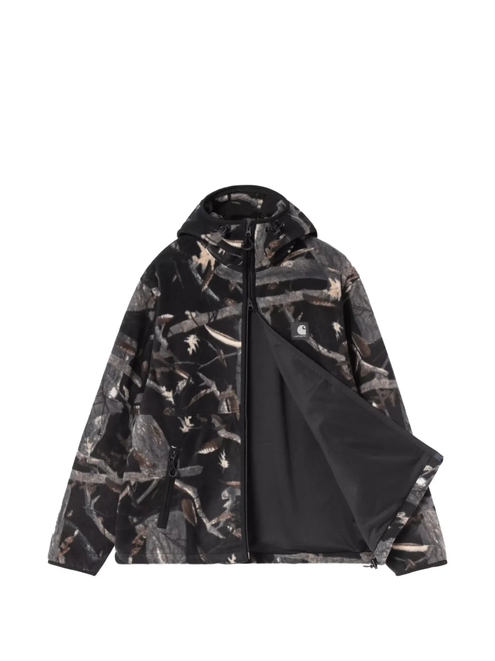 Carhartt WIP Belvin Liner jack met capuchon en camouflageprint Zwart
