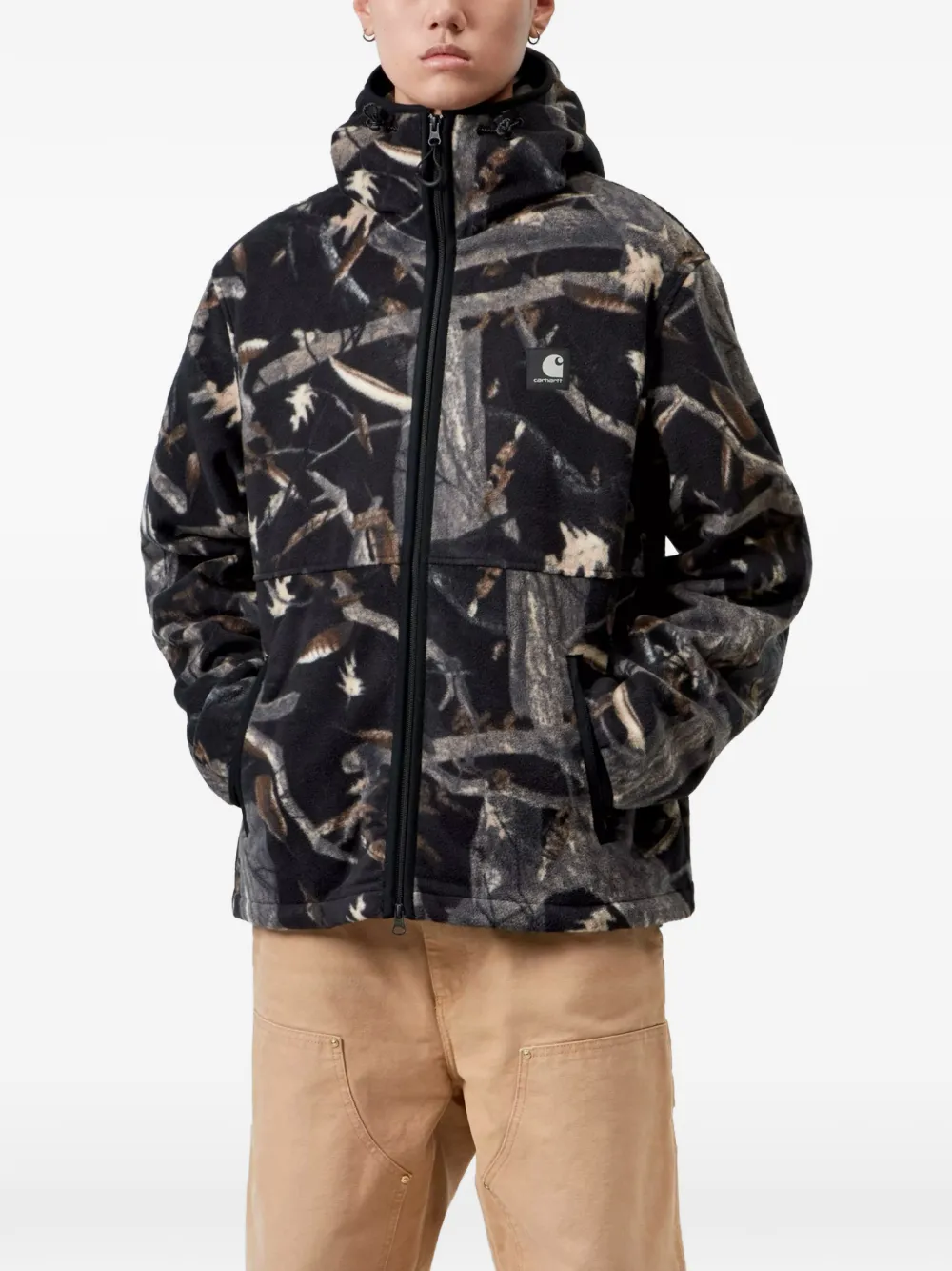 Carhartt WIP Belvin Liner jack met capuchon en camouflageprint Zwart
