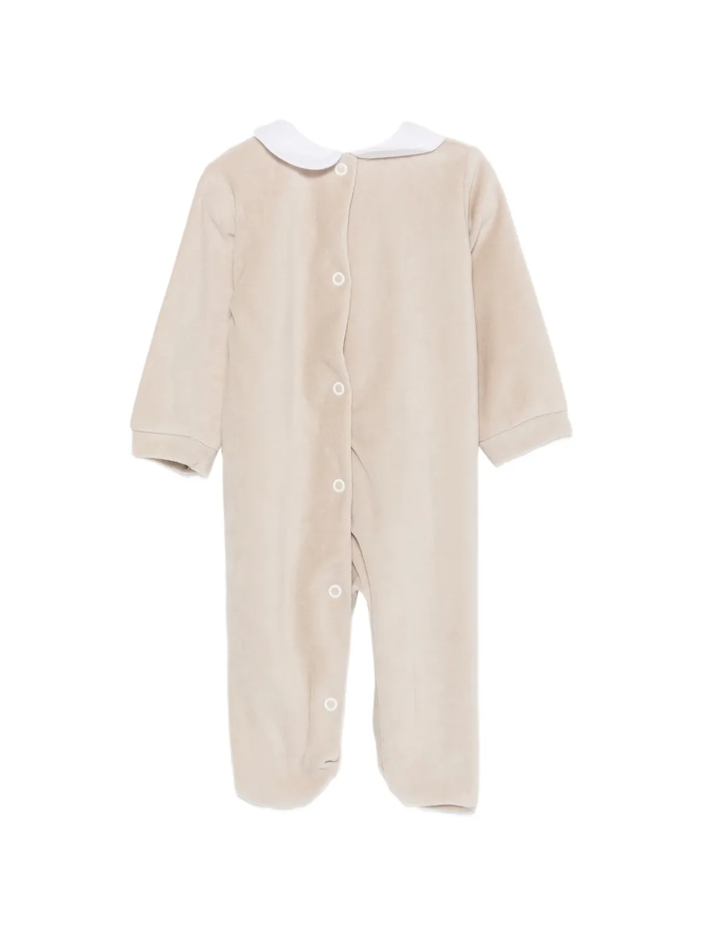 Siola heart-embroidered Peter Pan collar romper Beige