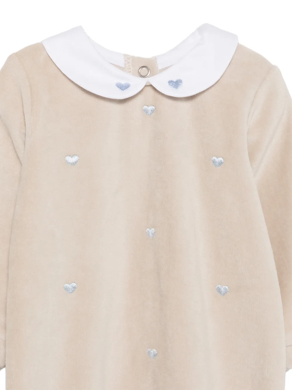 Siola heart-embroidered Peter Pan collar romper Beige