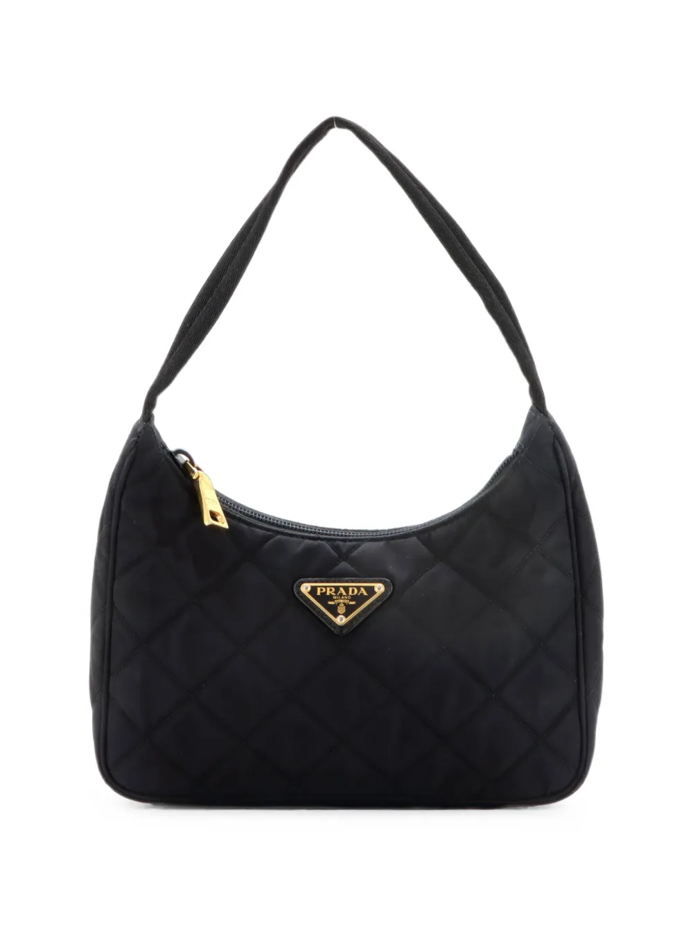 Prada Pre-Owned Quilted Tessuto Mini hobo bag - Nero