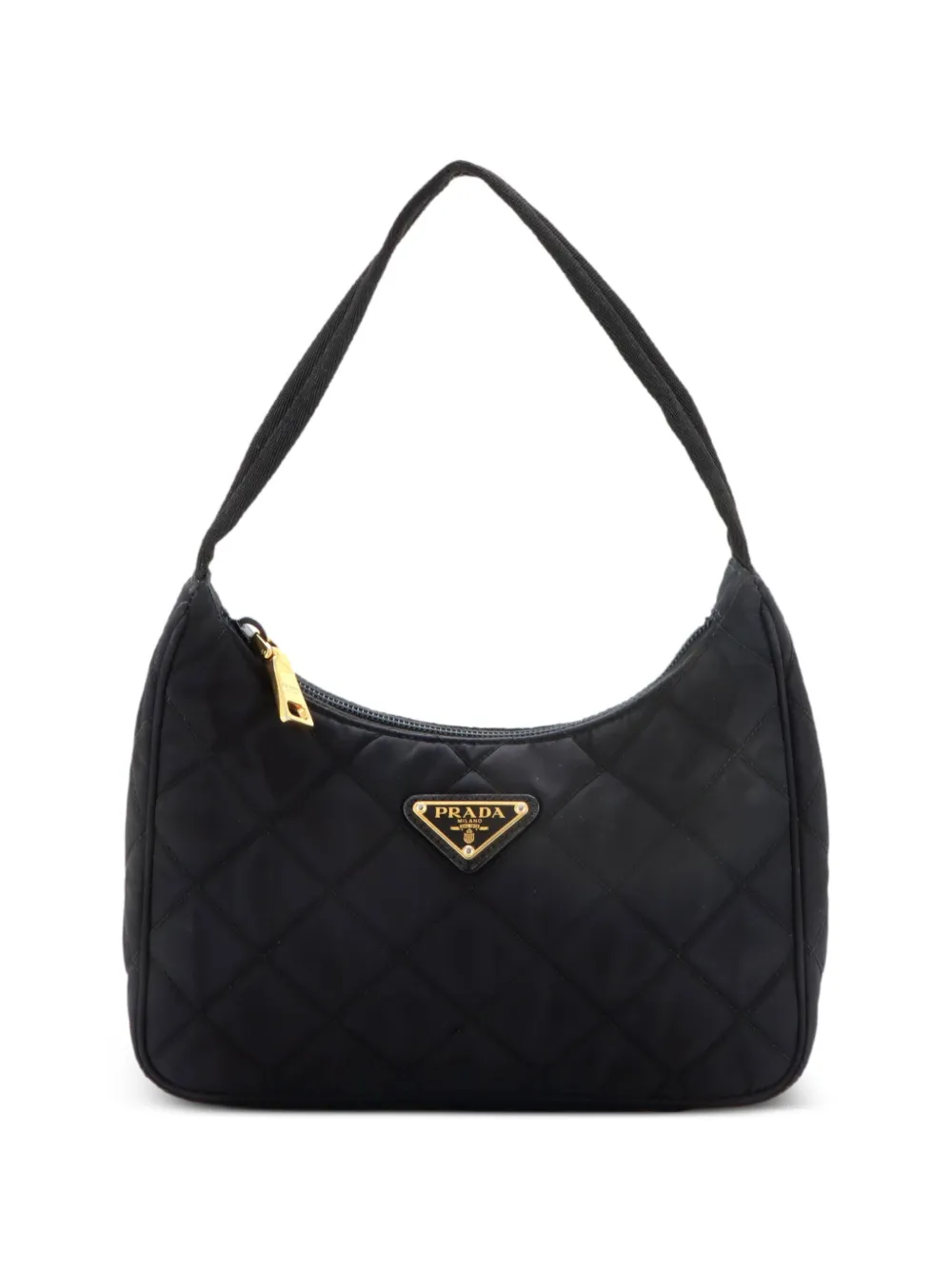 Prada Pre-Owned Quilted Tessuto Mini hobo bag - Nero