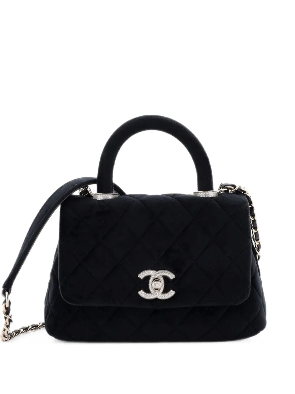 CHANEL Pre-Owned Coco Top Handle Bag Quilted Velvet with Crystal Detail Extra Mini crossbody bag - Schwarz