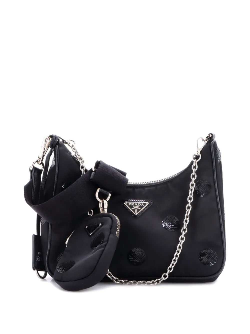 Prada Pre-Owned Re-Edition 2005 Sequin Embellished Tessuto Small shoulder bag - Schwarz