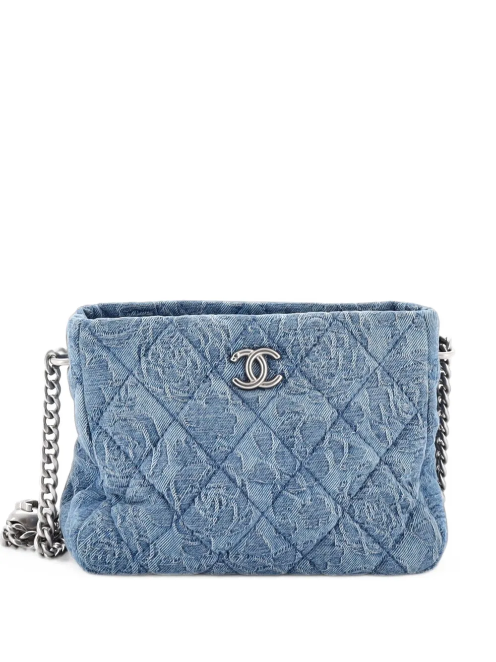 CHANEL Pre-Owned Sweet Heart Chain Crossbody Bag Quilted Camellia Denim Mini shoulder bag - Blu