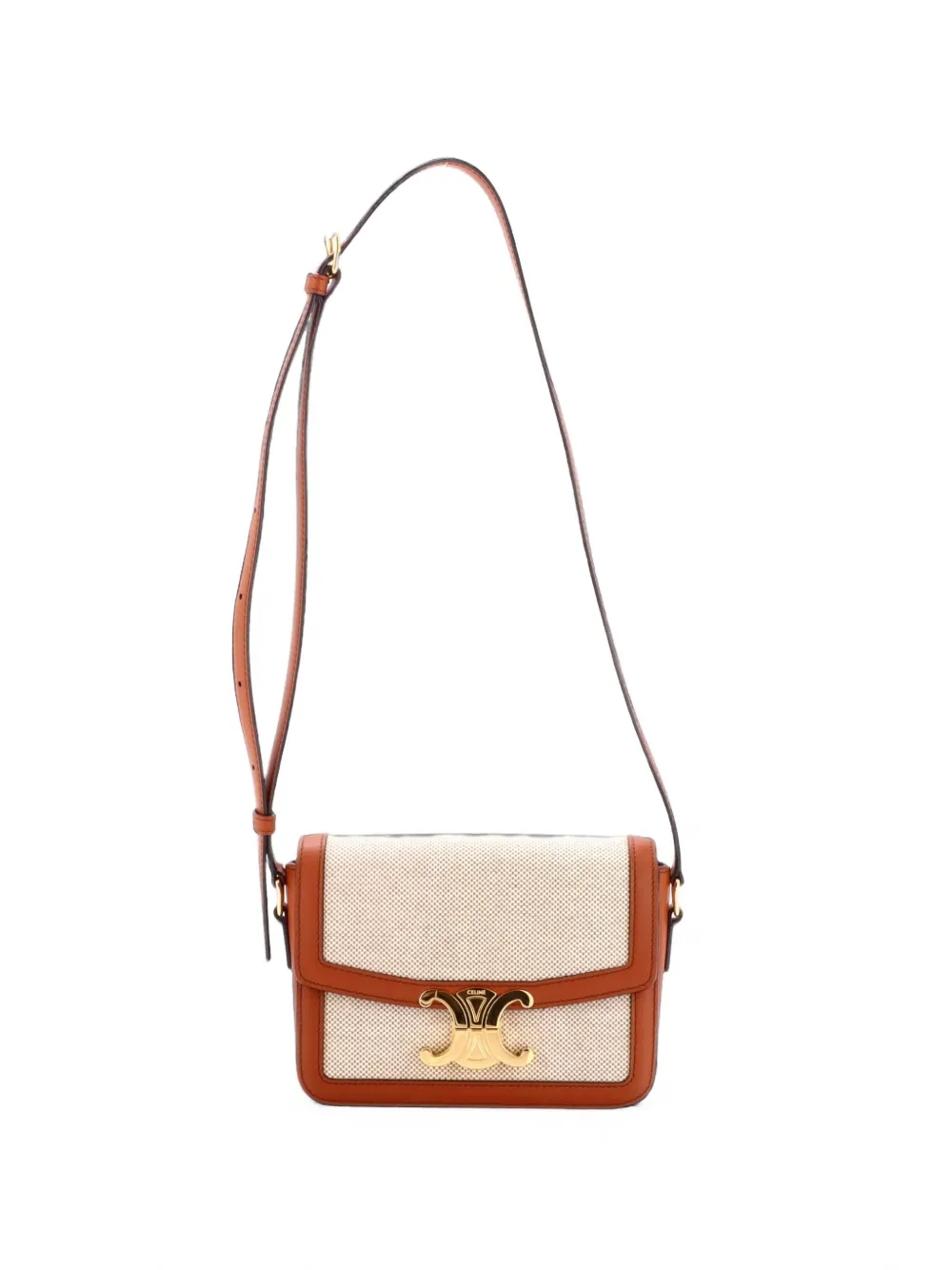 Celine Pre-Owned Triomphe Shoulder Bag Canvas with Leather Teen crossbody bag - Marrone