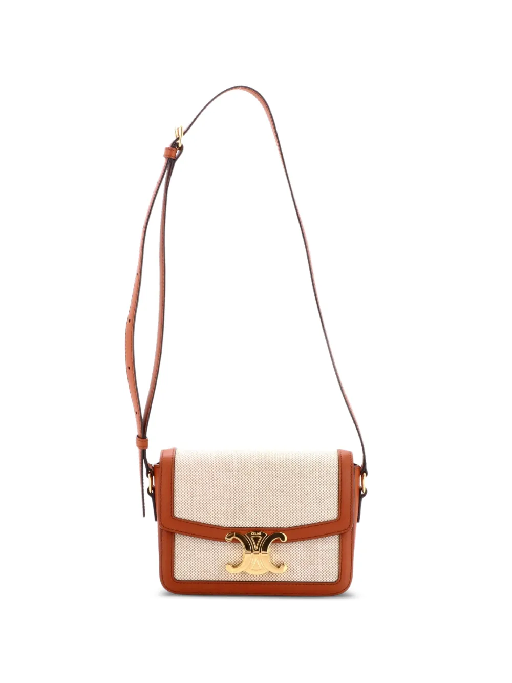 Celine Pre-Owned Triomphe Shoulder Bag Canvas with Leather Teen crossbody bag - Braun