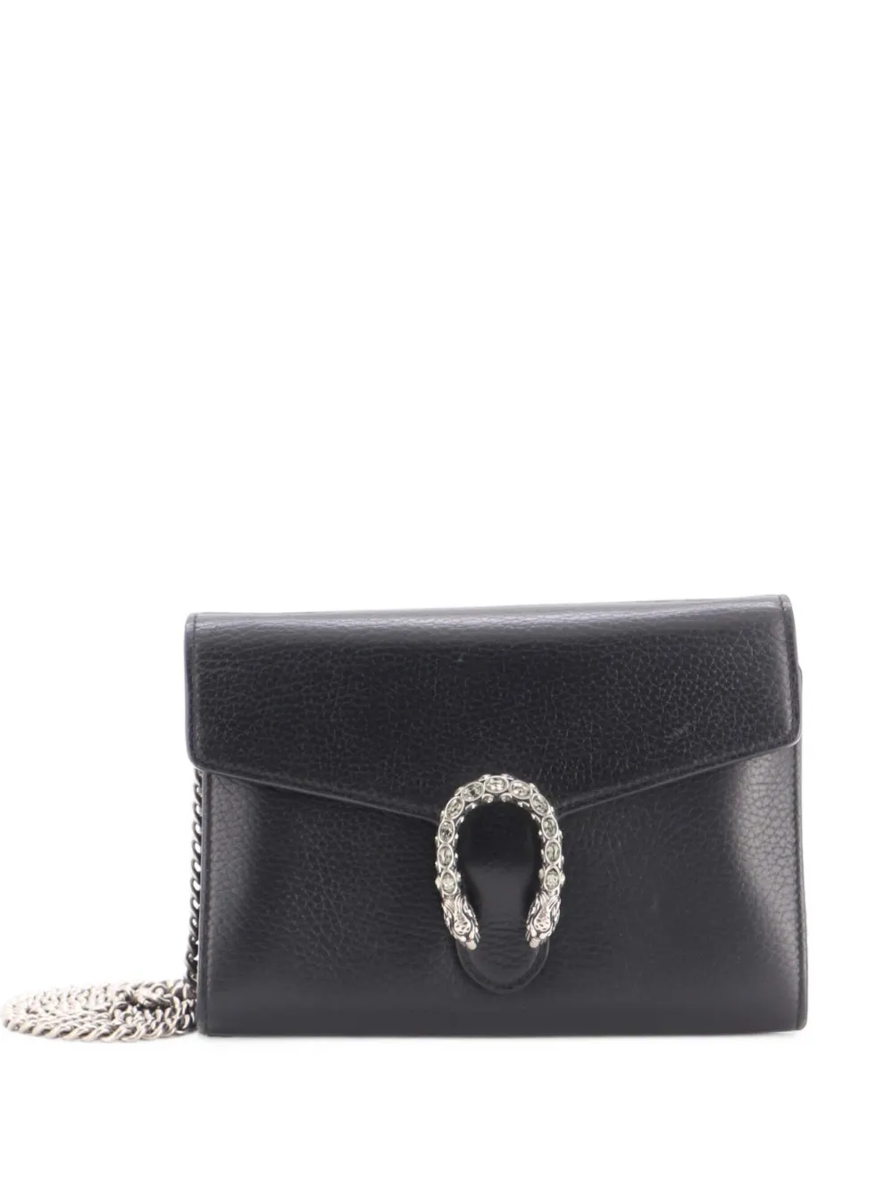 Gucci Pre-Owned Dionysus Chain Wallet Leather with Embellished Detail Small crossbody bag - Nero