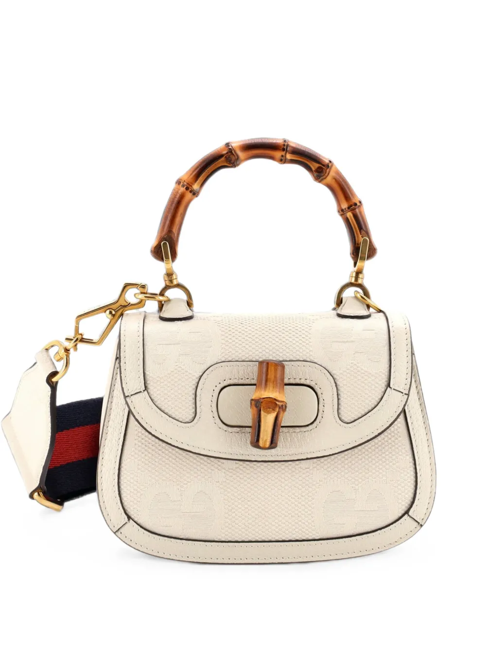 Gucci Pre-Owned Bamboo 1947 Top Handle Bag Jumbo GG Canvas Mini crossbody bag - Toni neutri