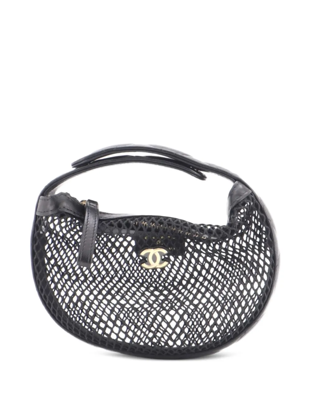 CHANEL Pre-Owned CC Pouch Bag Mesh with Quilted Leather hobo bag - Schwarz