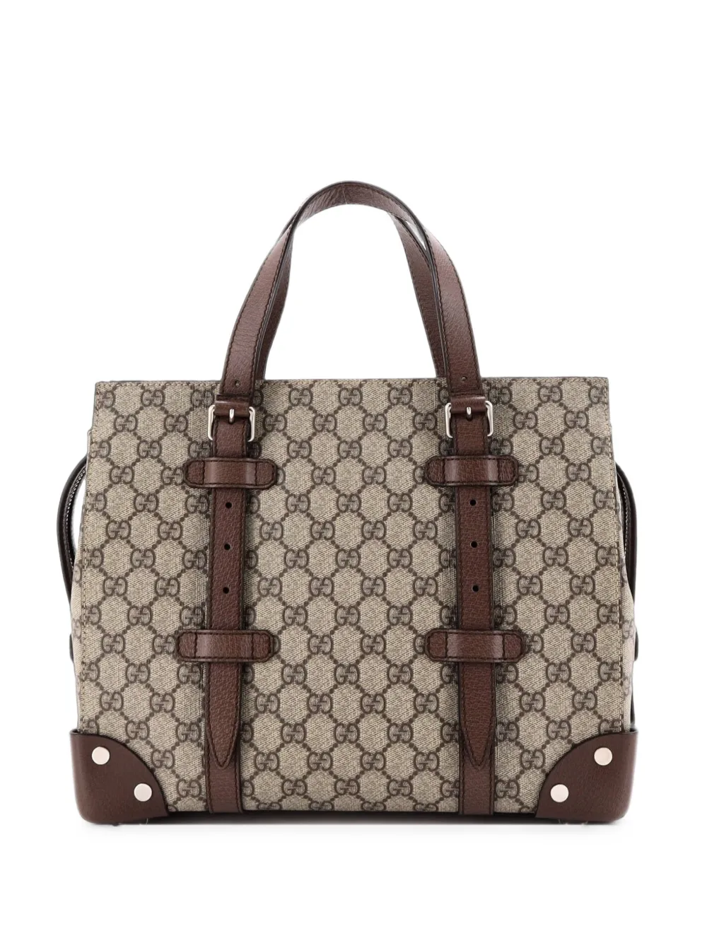 Gucci Pre-Owned Buckle Travel GG Coated Canvas with Leather Medium tote bag - Marrone