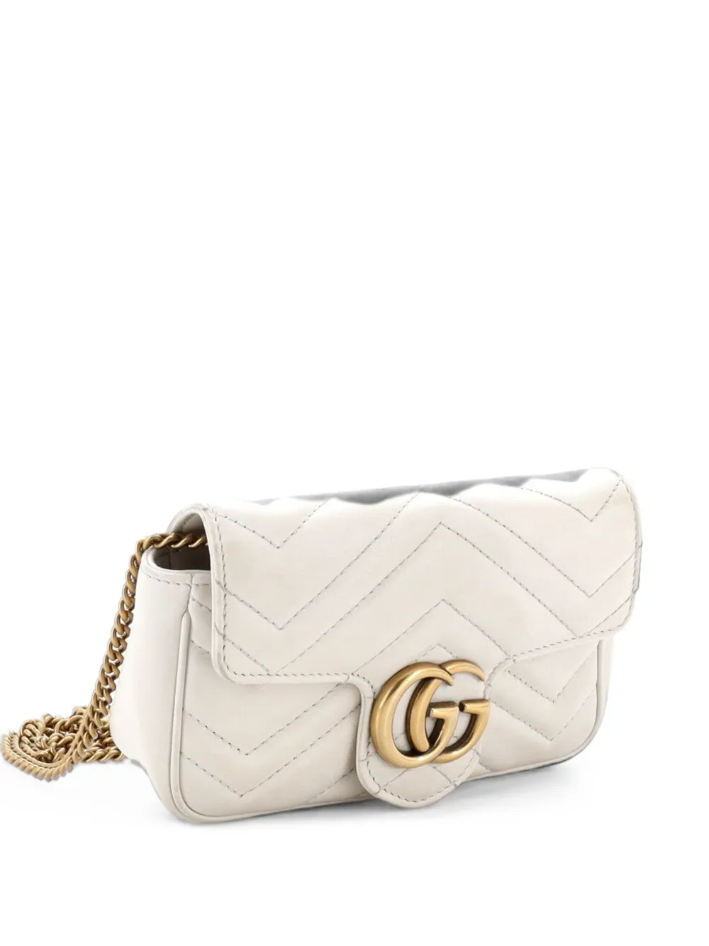 Gucci Pre-Owned GG Marmont Flap Bag Matelasse Leather Super Mini crossbody bag - Bianco