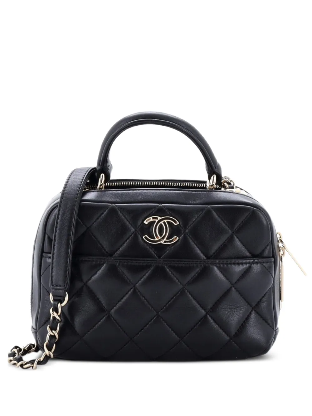 CHANEL Pre-Owned Trendy CC Bowling Bag Quilted Lambskin Mini handbag - Nero