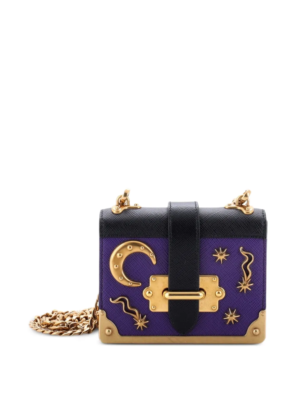 Prada Pre-Owned Cahier Embellished Leather Micro crossbody bag - Viola