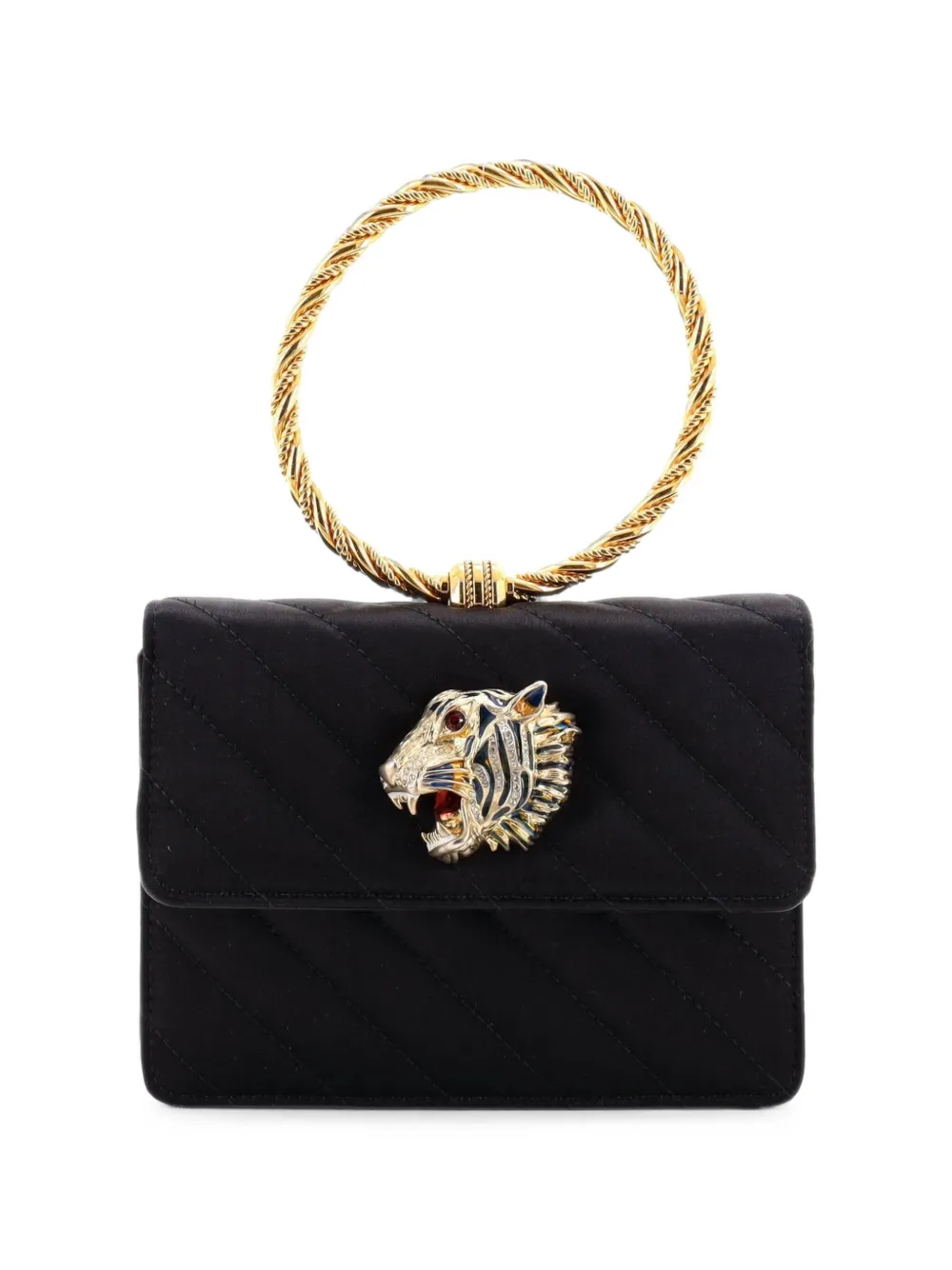 Gucci Pre-Owned sac à main de soirée Rajah Broadway matelassé en satin - Noir