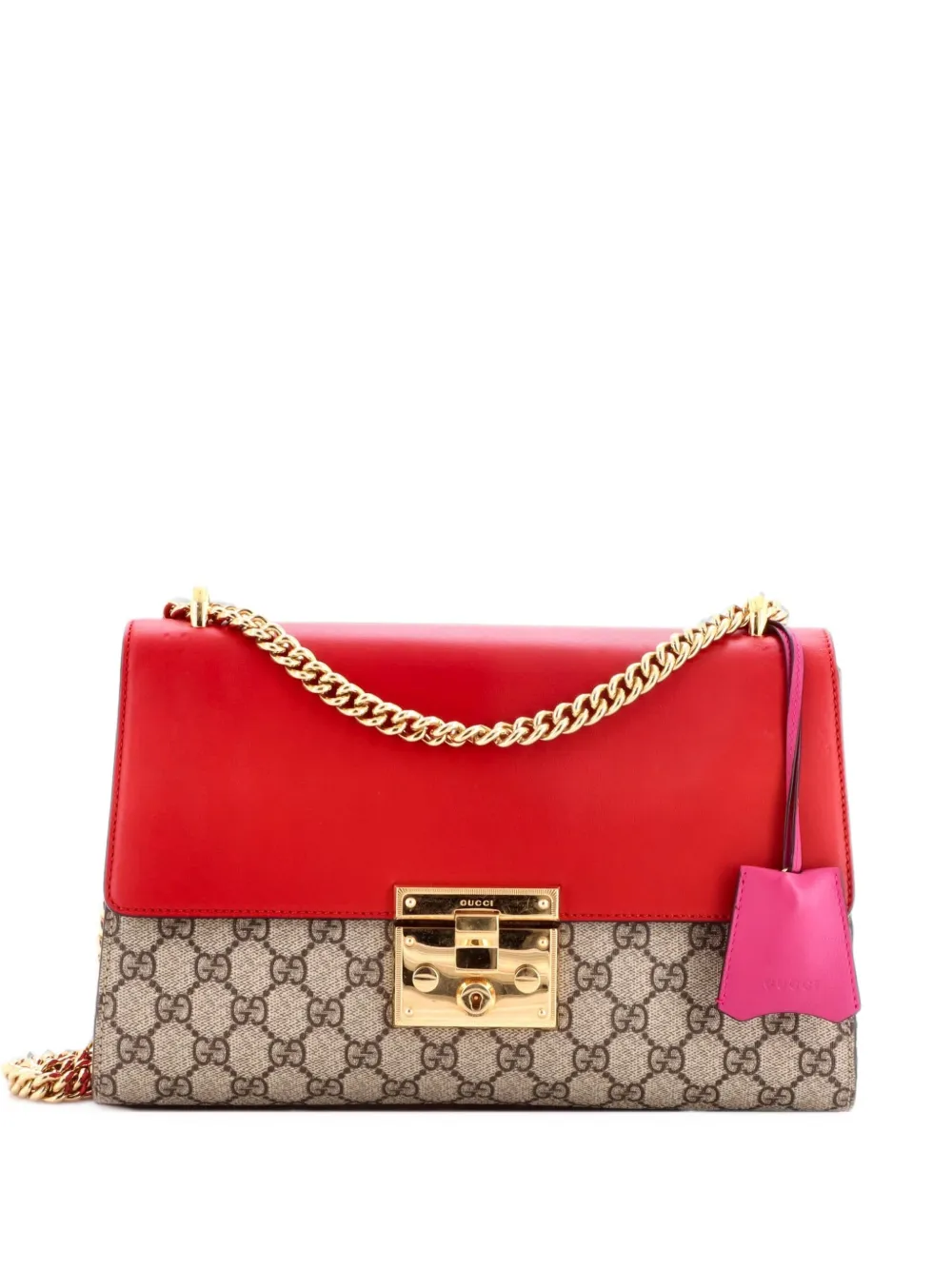 Gucci Pre-Owned Padlock GG Coated Canvas and Leather Medium shoulder bag - Rosso