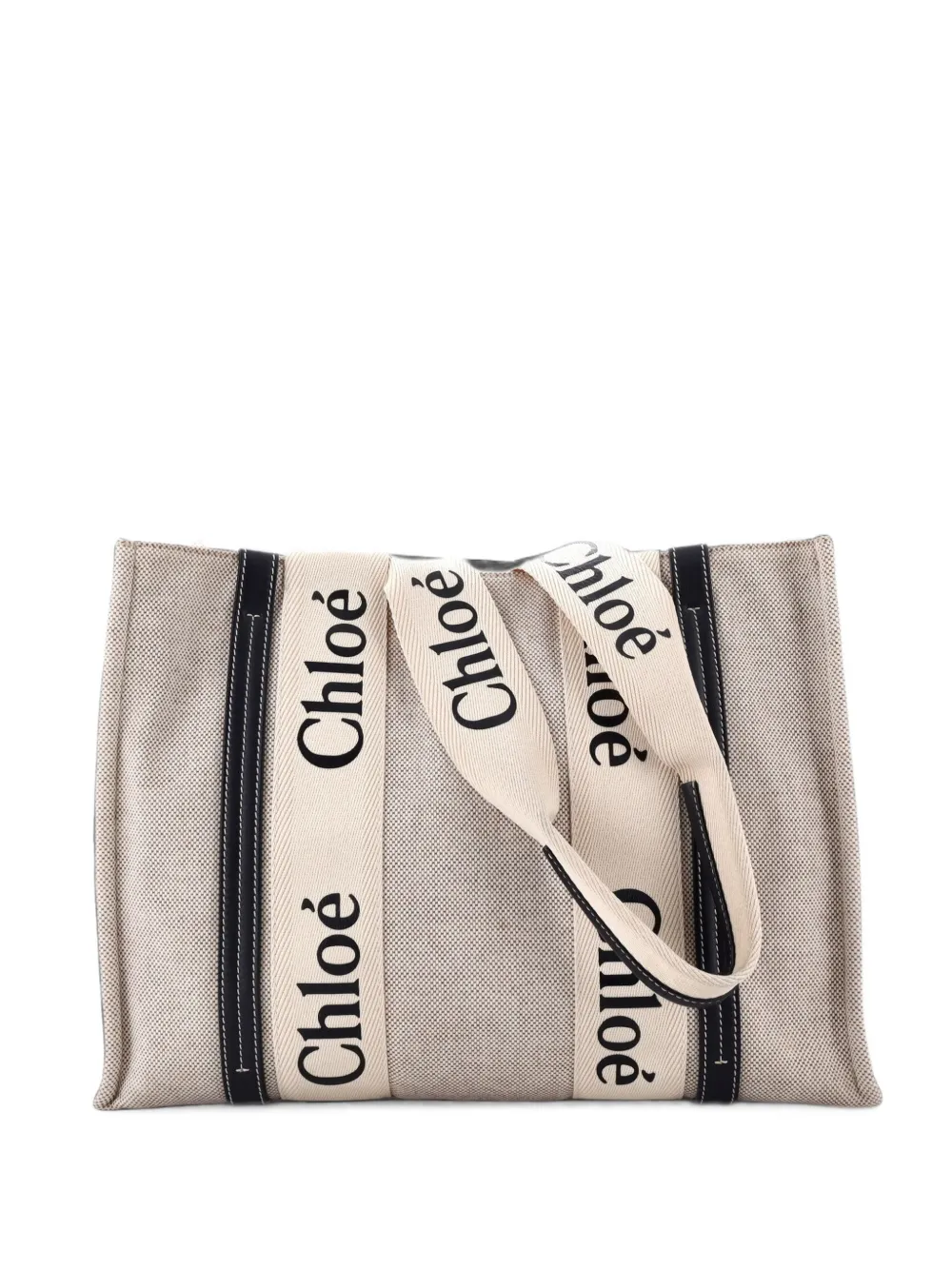 Chloé Pre-Owned Woody Canvas with Leather Medium tote bag - Toni neutri