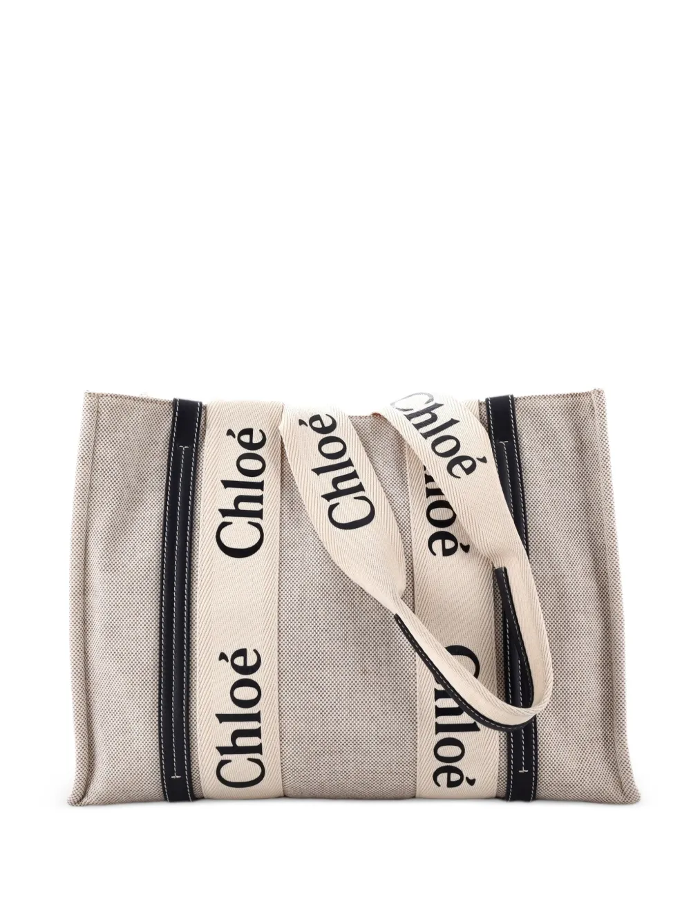 Chloé Pre-Owned Woody Canvas mit mittelgroßem Tote Bag - Nude