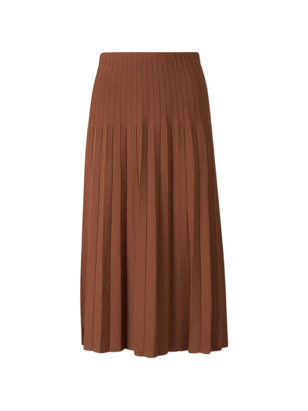 STAUD Lena ribgebreide midi-plooirok Bruin