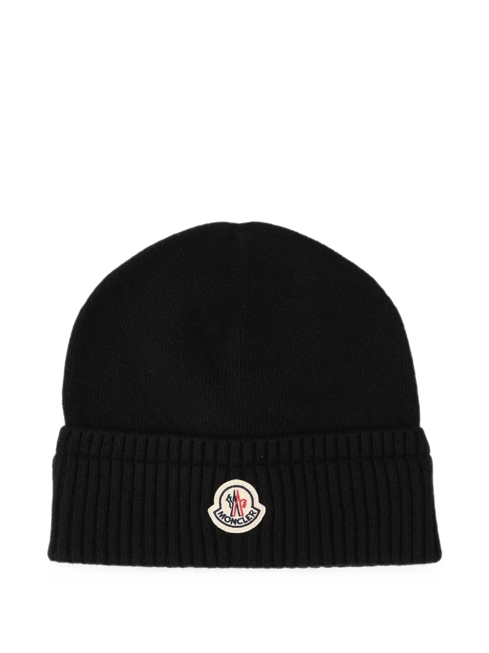 Moncler logo-patch ribbed-trim beanie hat