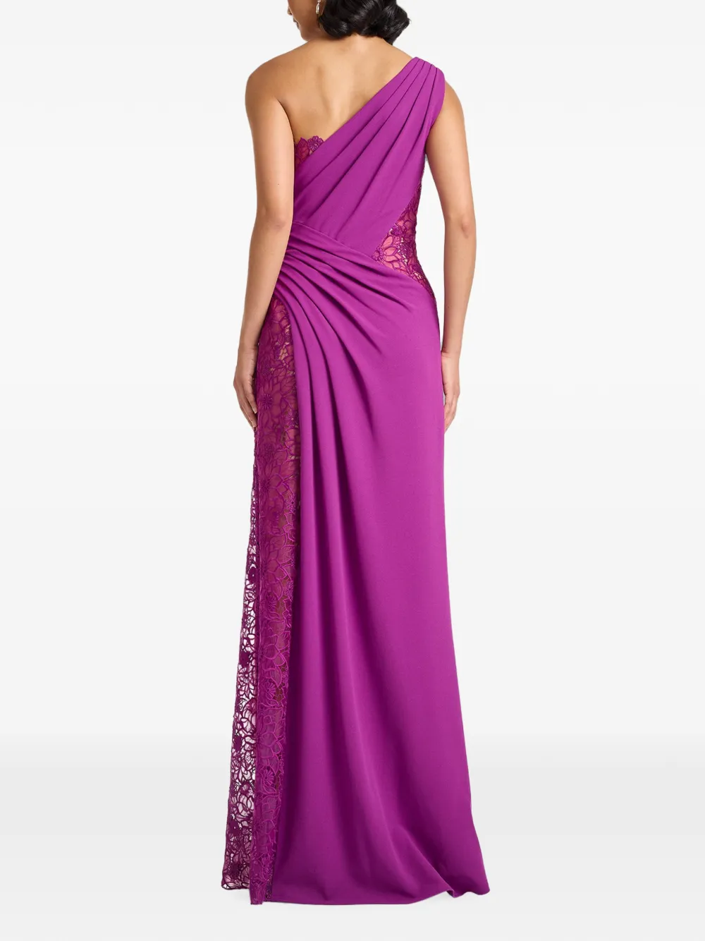 Tadashi Shoji Asymmetrische maxi-jurk met kanten vlak Paars