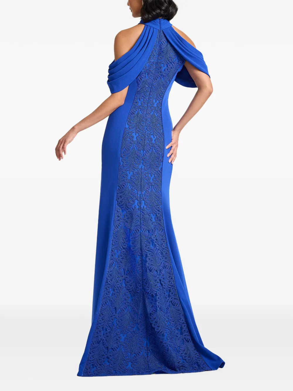 Tadashi Shoji Kato maxi-jurk met kanten vlakken en open schouders Blauw
