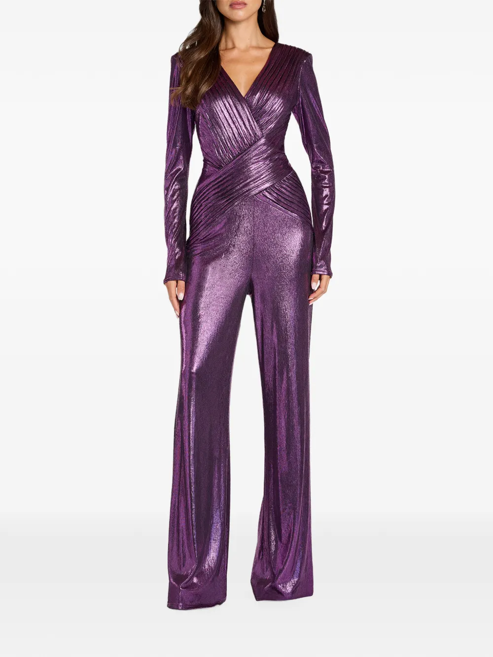 Tadashi Shoji Metallic jumpsuit met plooien Paars