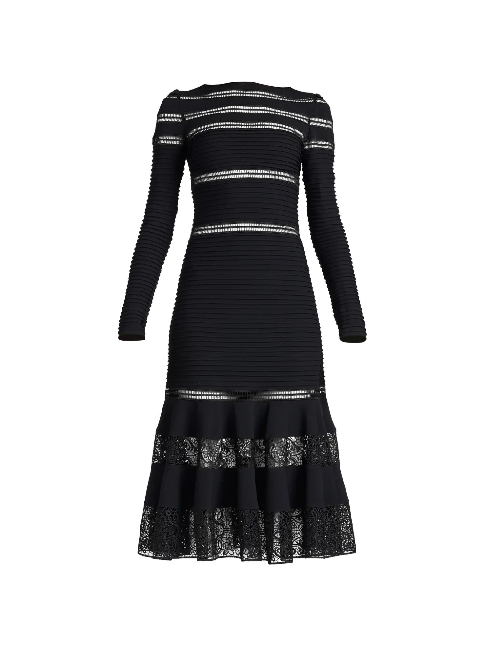 Tadashi Shoji Fiora midi-jurk met kanten vlakken Zwart