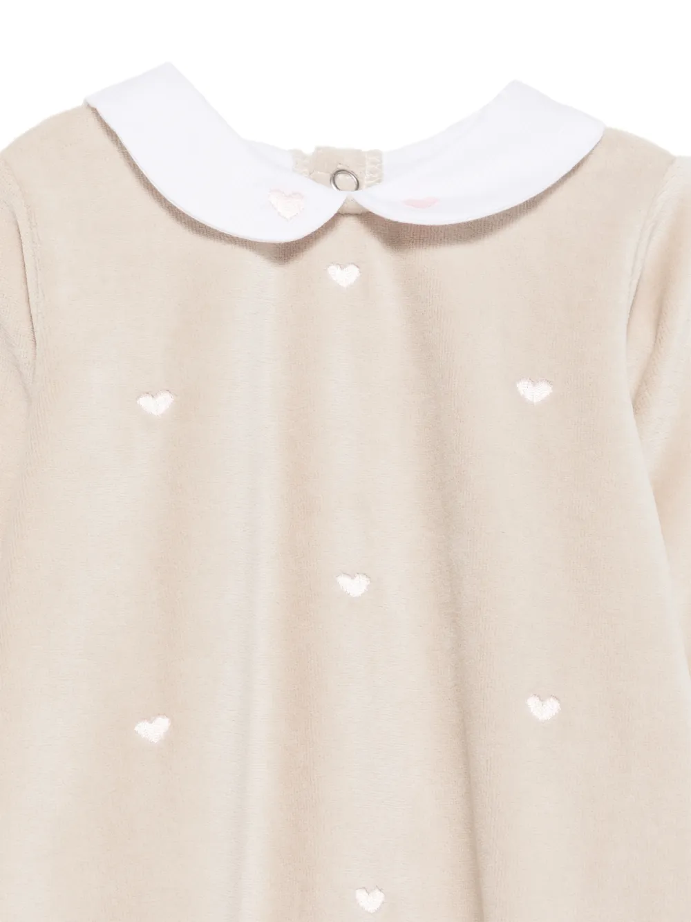 Siola Pyjama met Peter Pan-kraag en geborduurd hart Beige
