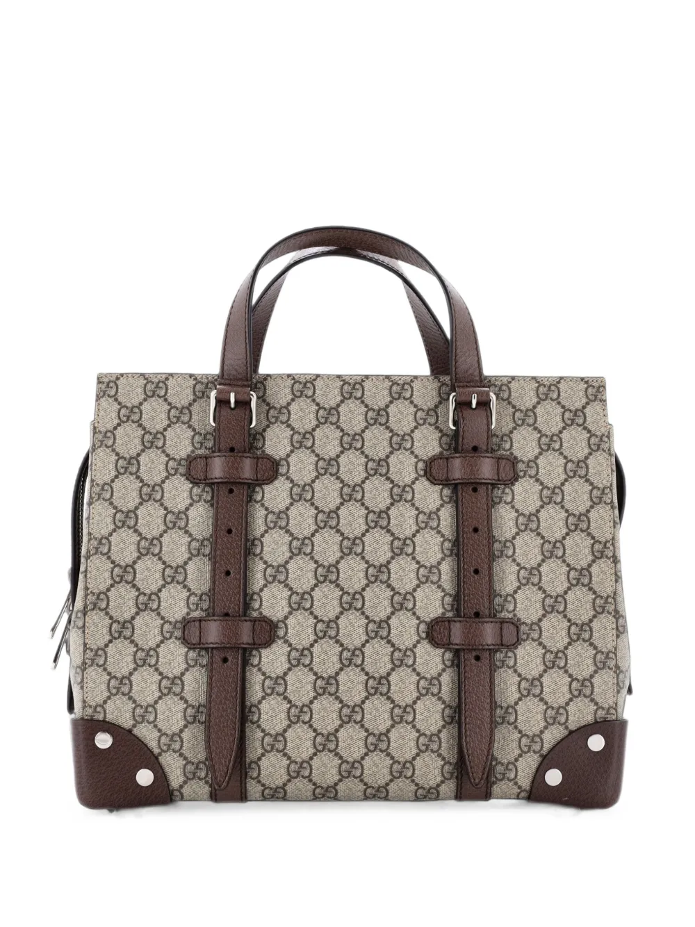 Gucci Pre-Owned Buckle Travel GG Coated Canvas with Leather Medium tote bag - Marrone