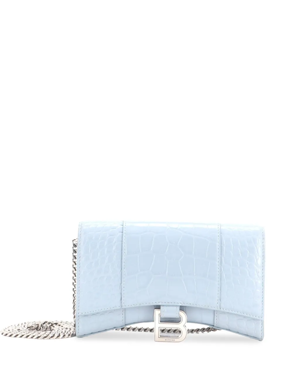Balenciaga Pre-Owned Hourglass Chain Wallet Crocodile Embossed Leather clutch bag - Blau