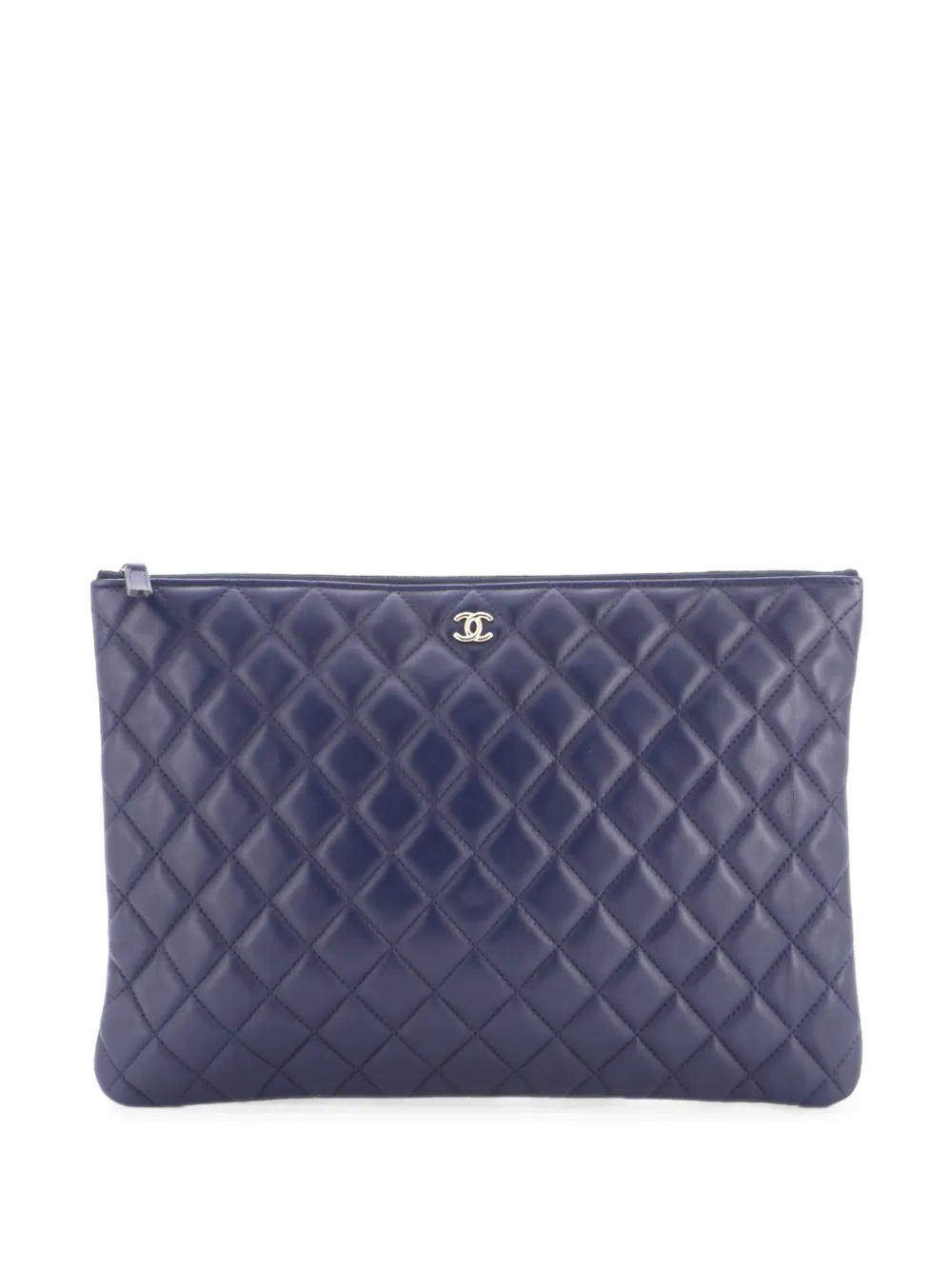 CHANEL Pre-Owned O Case Quilted Lambskin Large clutch bag - Blu