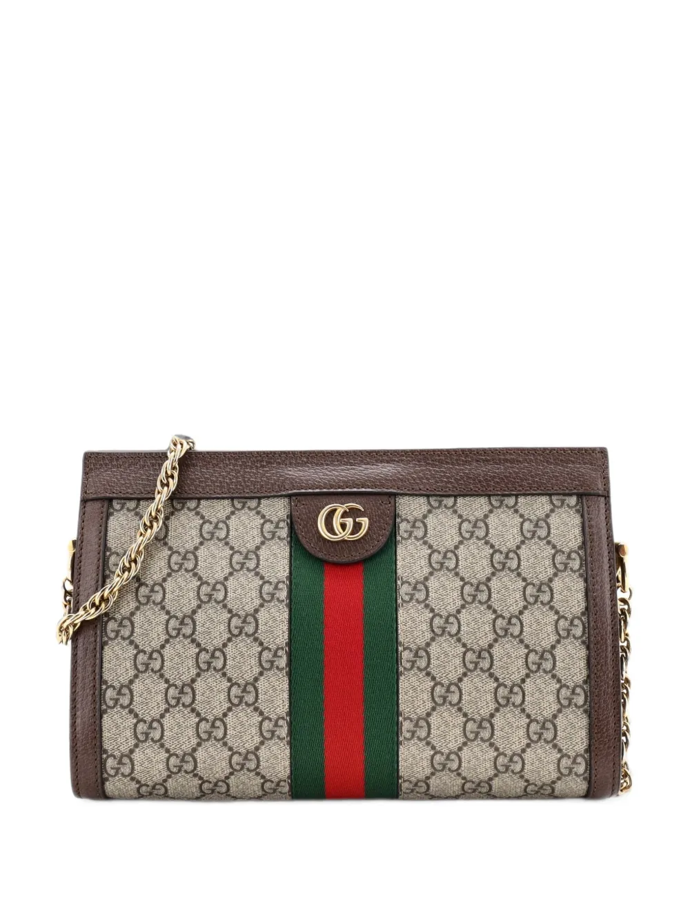 Gucci Pre-Owned Ophidia Chain Shoulder Bag GG Coated Canvas Small crossbody bag - Brown