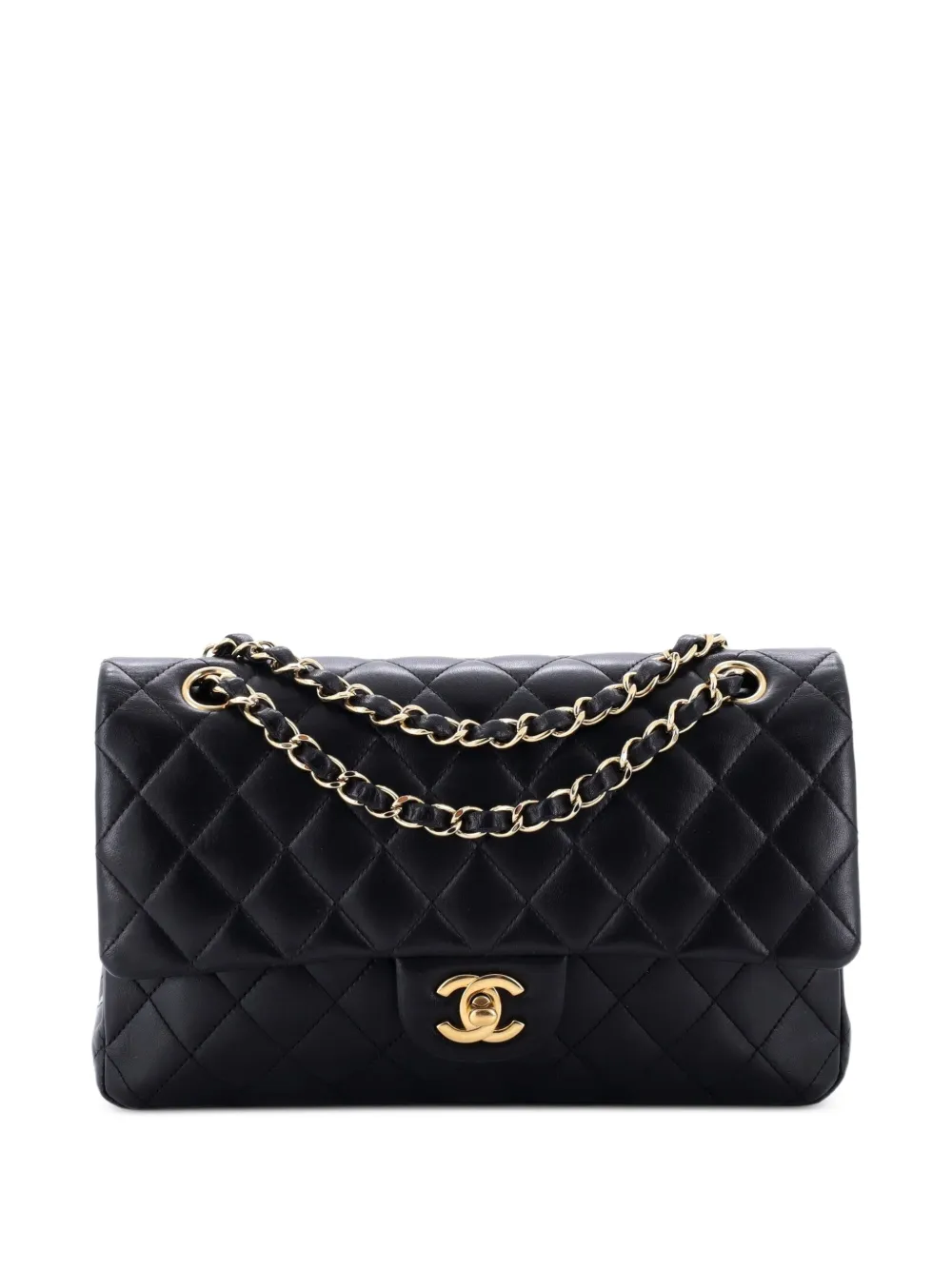 CHANEL Pre-Owned Classic Double Flap Bag Quilted Lambskin Medium shoulder bag - Nero