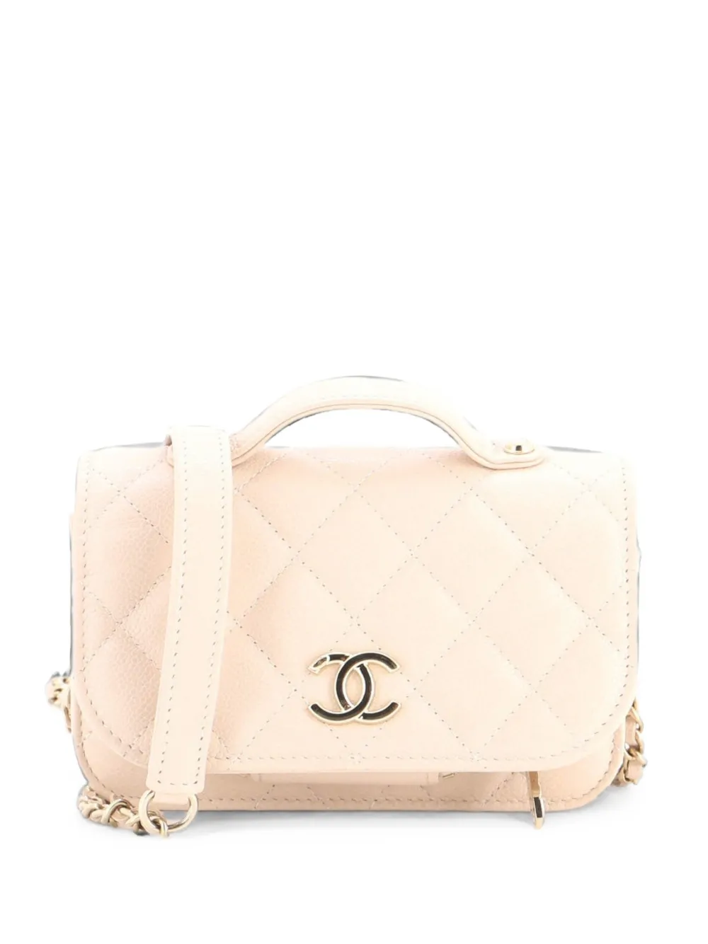 Pre-owned Chanel Business Affinity Flap Clutch With Chain Quilted Caviar Crossbody Bag In Neutrals