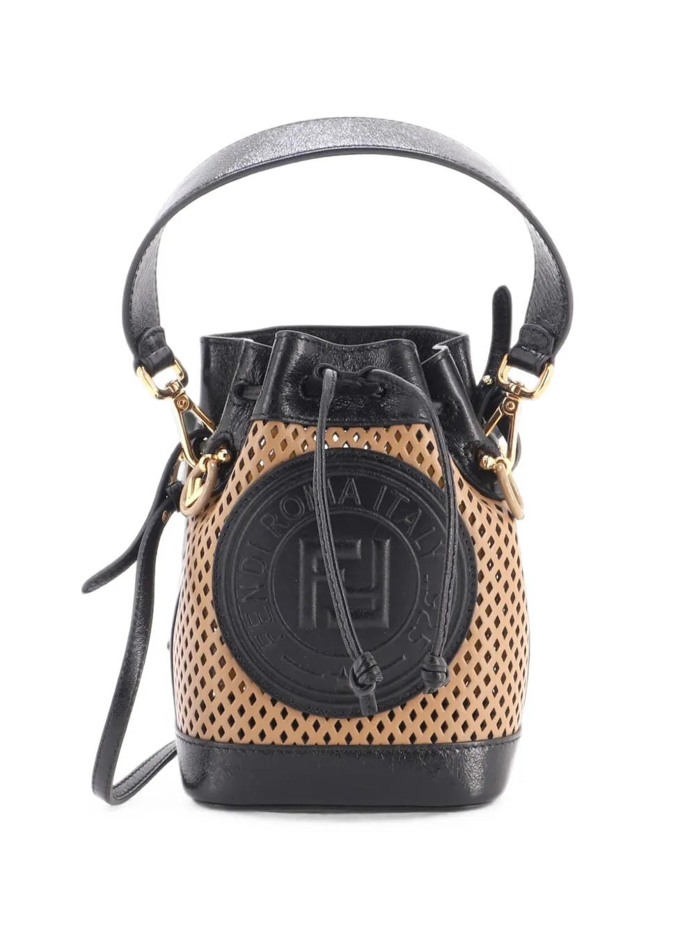 Fendi Pre-Owned Mon Tresor Perforated Leather Mini bucket bag - Nero