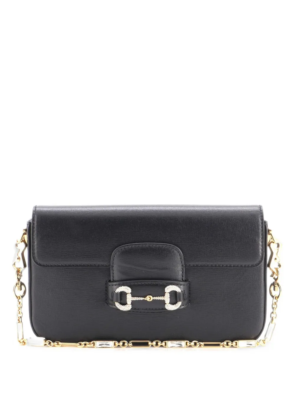 Gucci Pre-Owned Horsebit 1955 Leather with Crystal Detail Mini shoulder bag - Nero