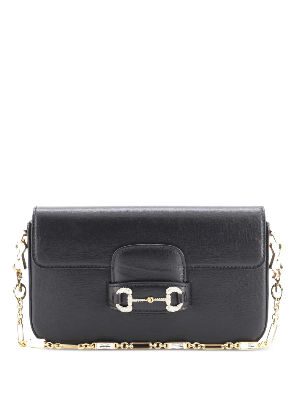 Gucci Pre-Owned Horsebit 1955 Leather with Crystal Detail Mini shoulder bag - Black