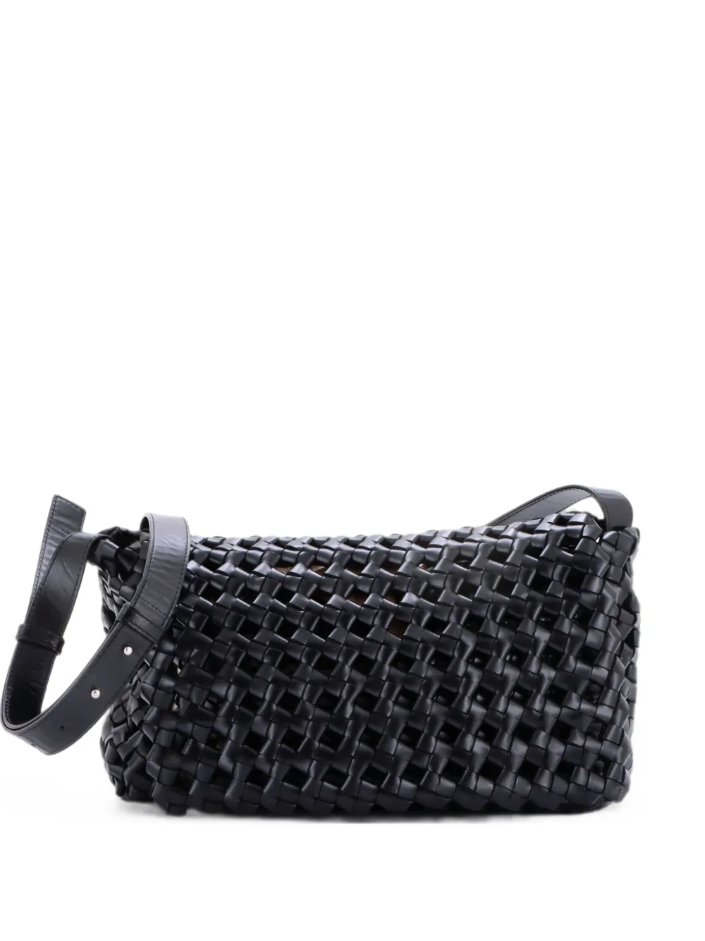 Bottega Veneta Pre-Owned Window Flap Bag Knotted Intrecciato Leather crossbody bag - Nero