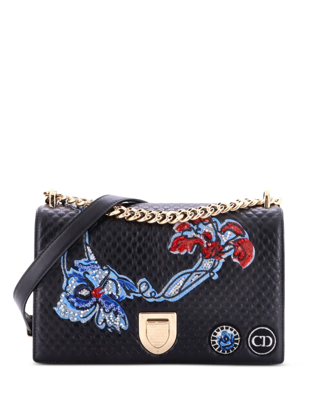 Christian Dior Pre-Owned Mittelgroße Diorama Schultertasche mit Flap-Patch - Schwarz