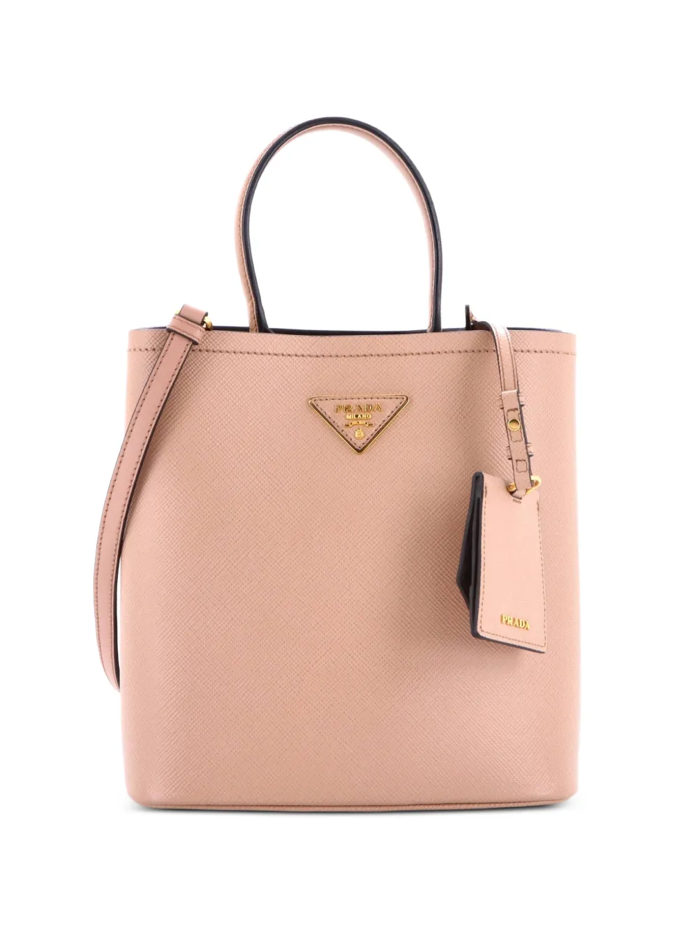 Prada Pre-Owned sac seau Panier médium en cuir Saffiano - Tons neutres Prada Pre-Owned sac seau Panier médium en cuir Saffiano - Tons neutres
