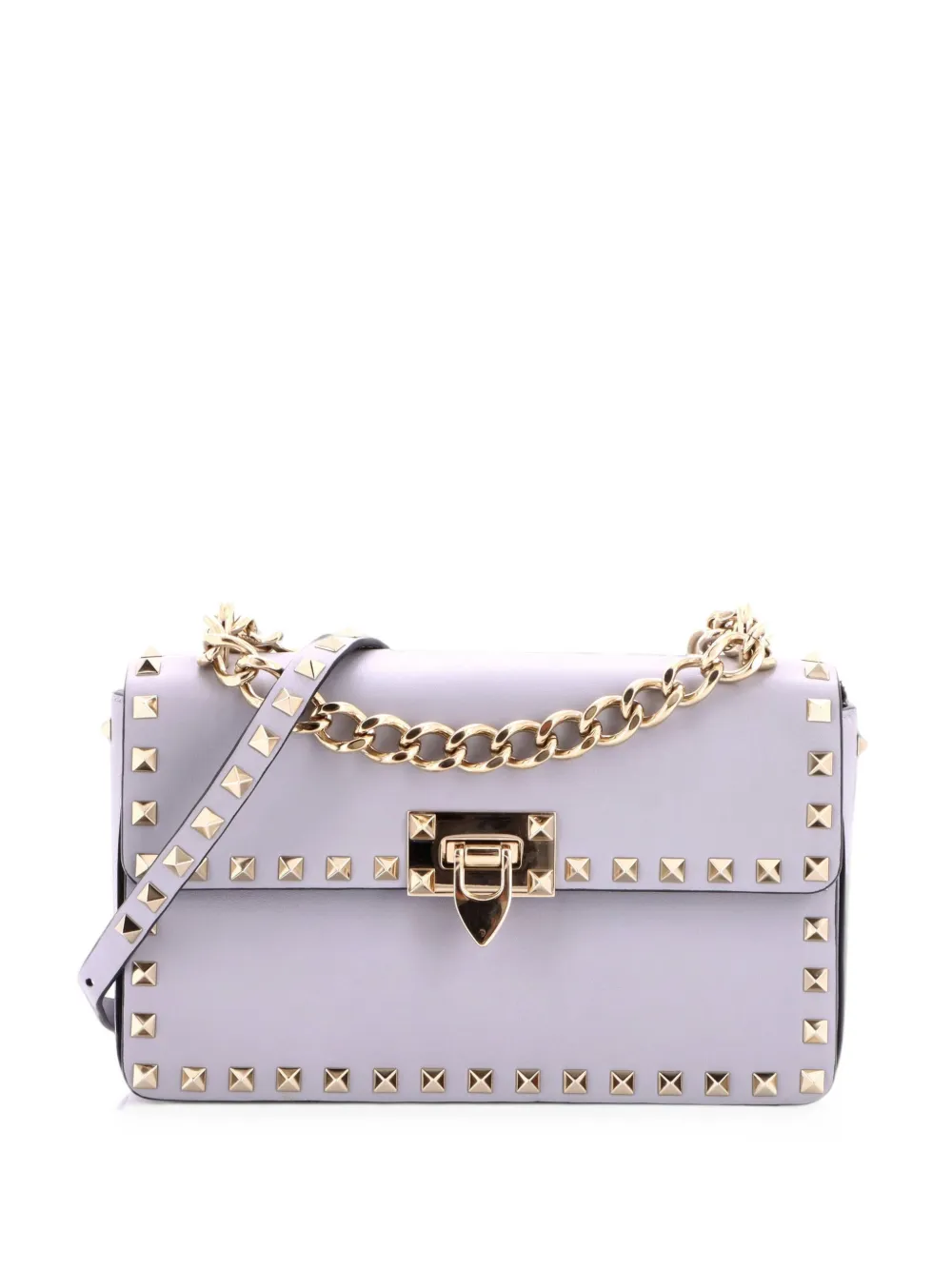 Valentino Garavani Pre-Owned Rockstud Chain Flip Lock Flap Bag Leather Medium shoulder bag - Grigio