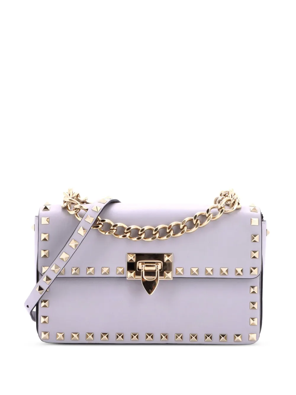 Valentino Garavani Pre-Owned Mittelgroße Rockstud Chain Flip Lock Flap Schultertasche - Grau