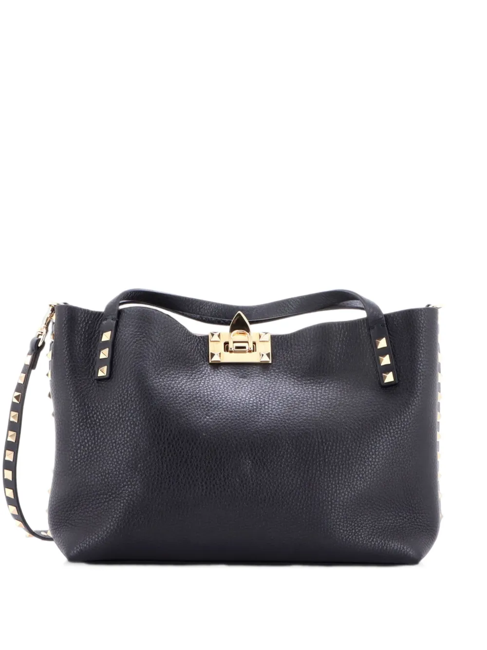 Valentino Garavani Pre-Owned Rockstud Convertible Flip Lock Leather Small tote bag - Nero