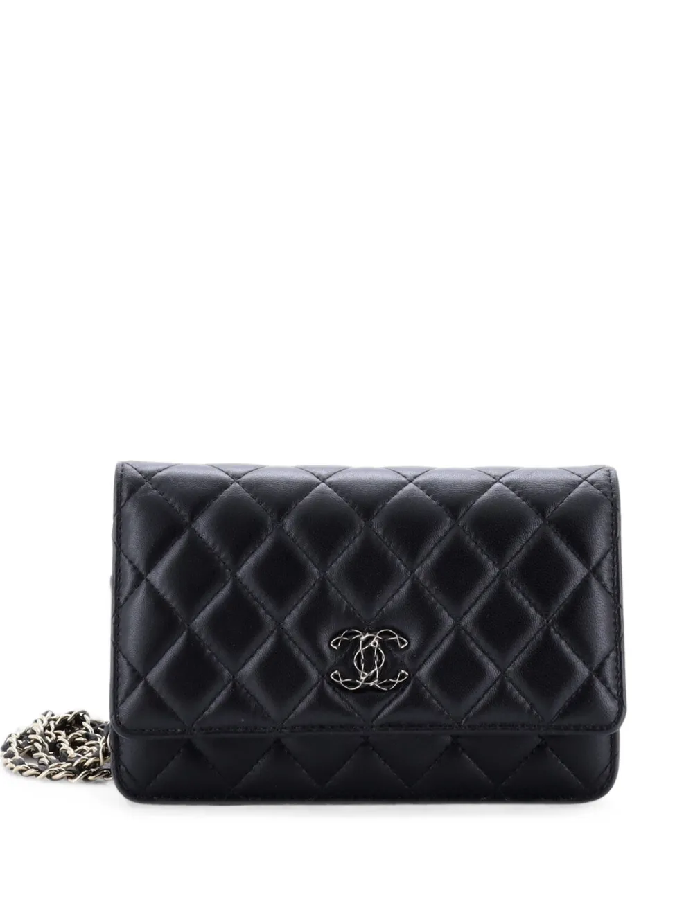 CHANEL Pre-Owned Enamel CC Wallet on Chain Quilted Lambskin shoulder bag - Nero
