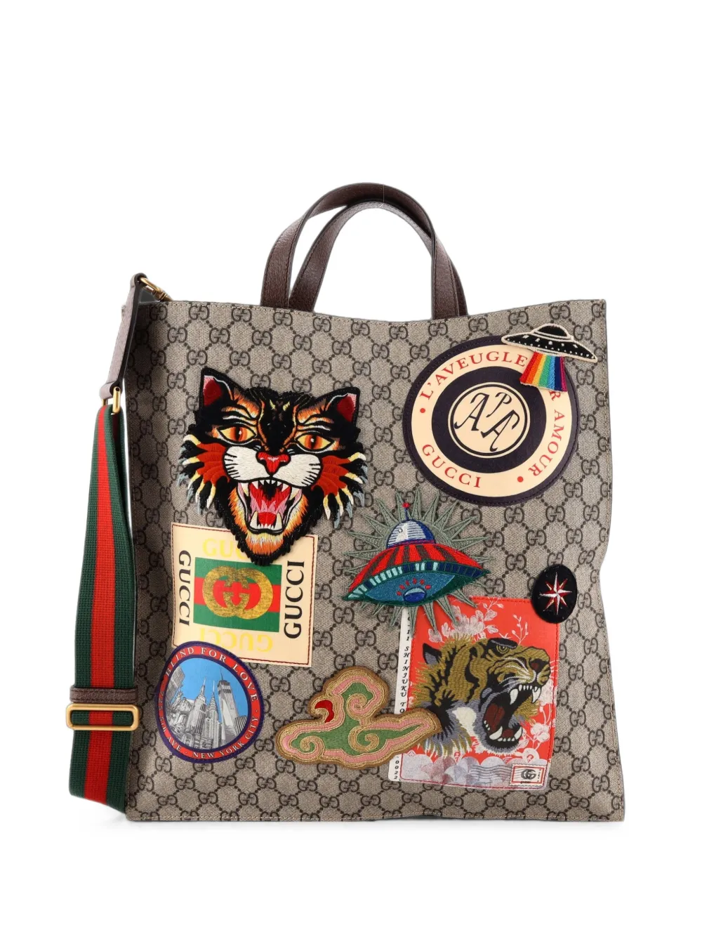 Gucci Pre-Owned Courrier Convertible Soft Open GG Coated Canvas with Applique North South tote bag - Marrone