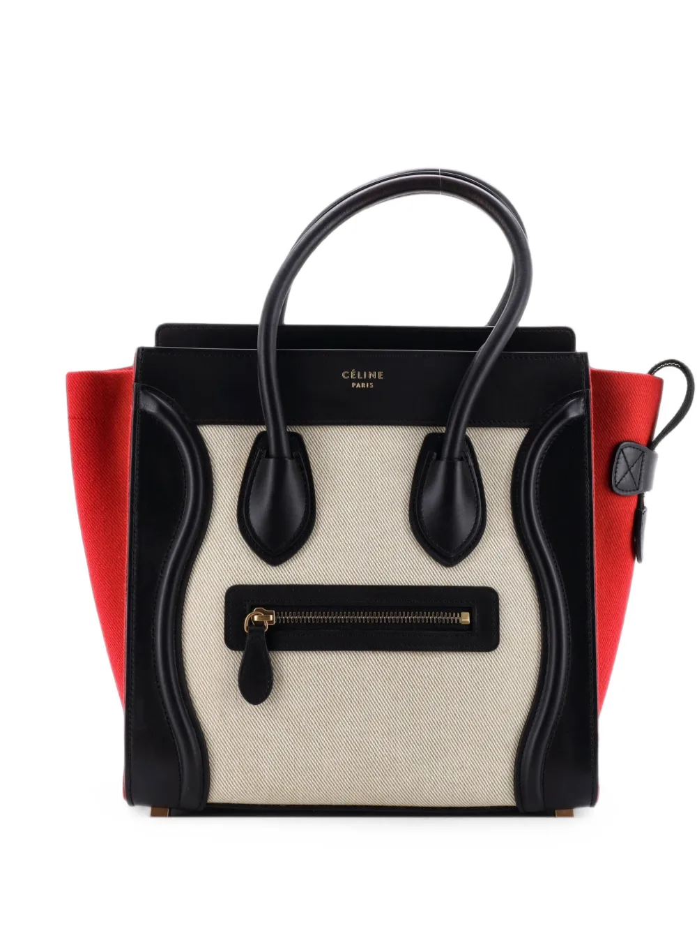Celine Pre-Owned Tricolor Luggage Bag Canvas and Leather Micro tote bag - Nero