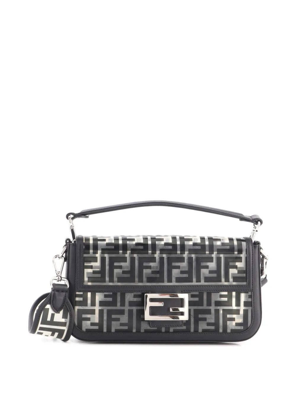 Fendi Pre-Owned Mittelgroße Baguette NM Bag Zucca Canvas-Schultertasche - Schwarz